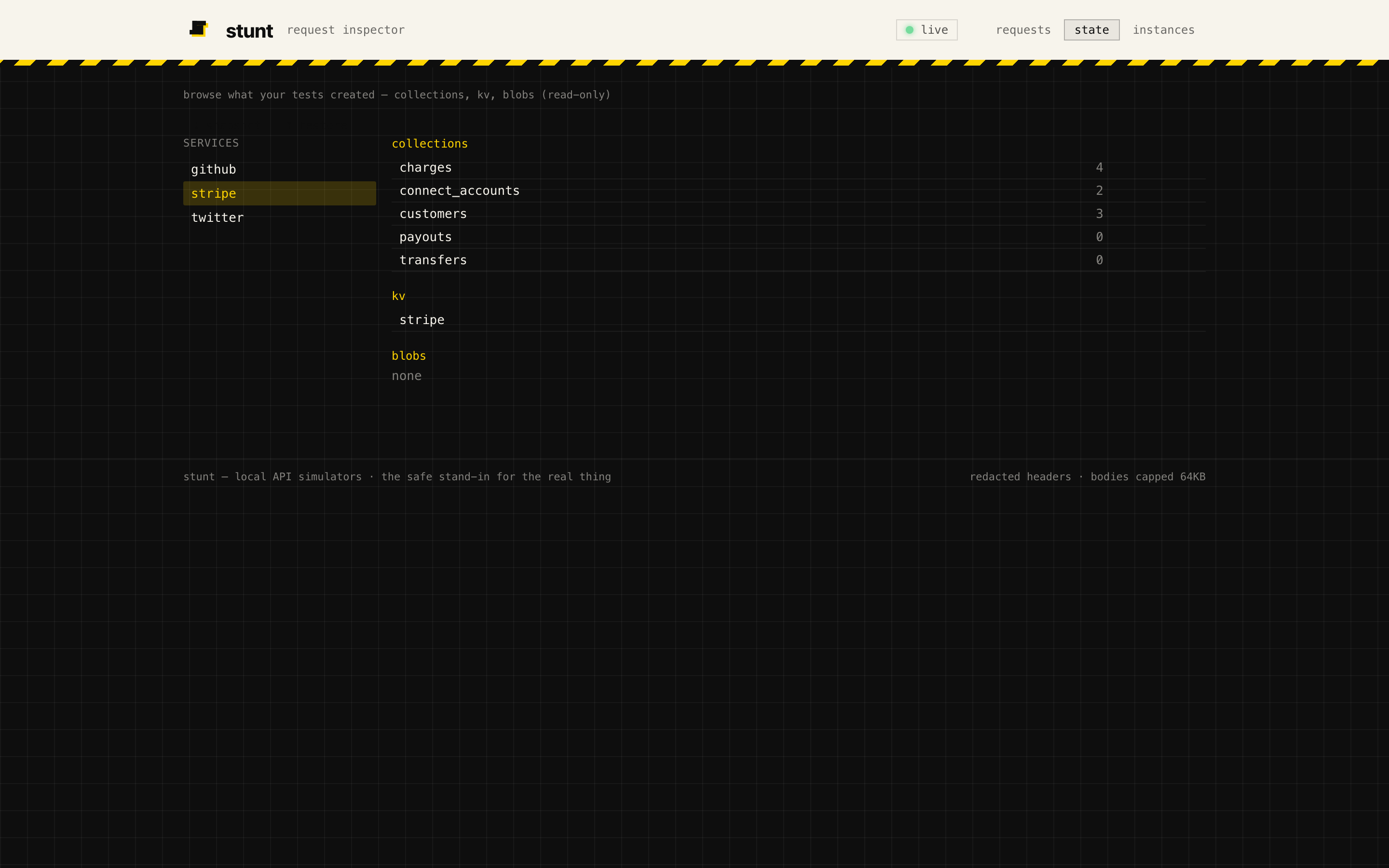 state browser: collections with counts